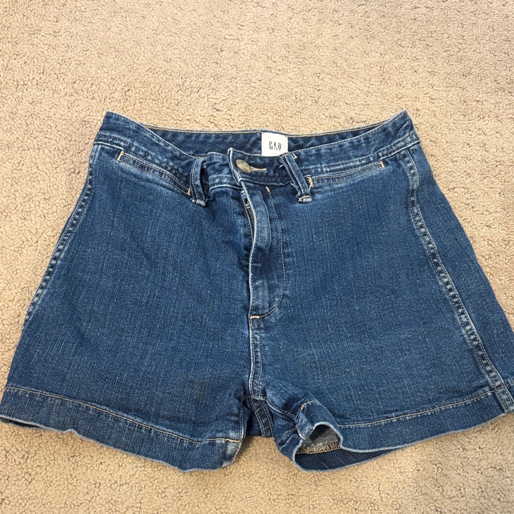GAP Women's Dark Blue Denim High-Rise Shorts